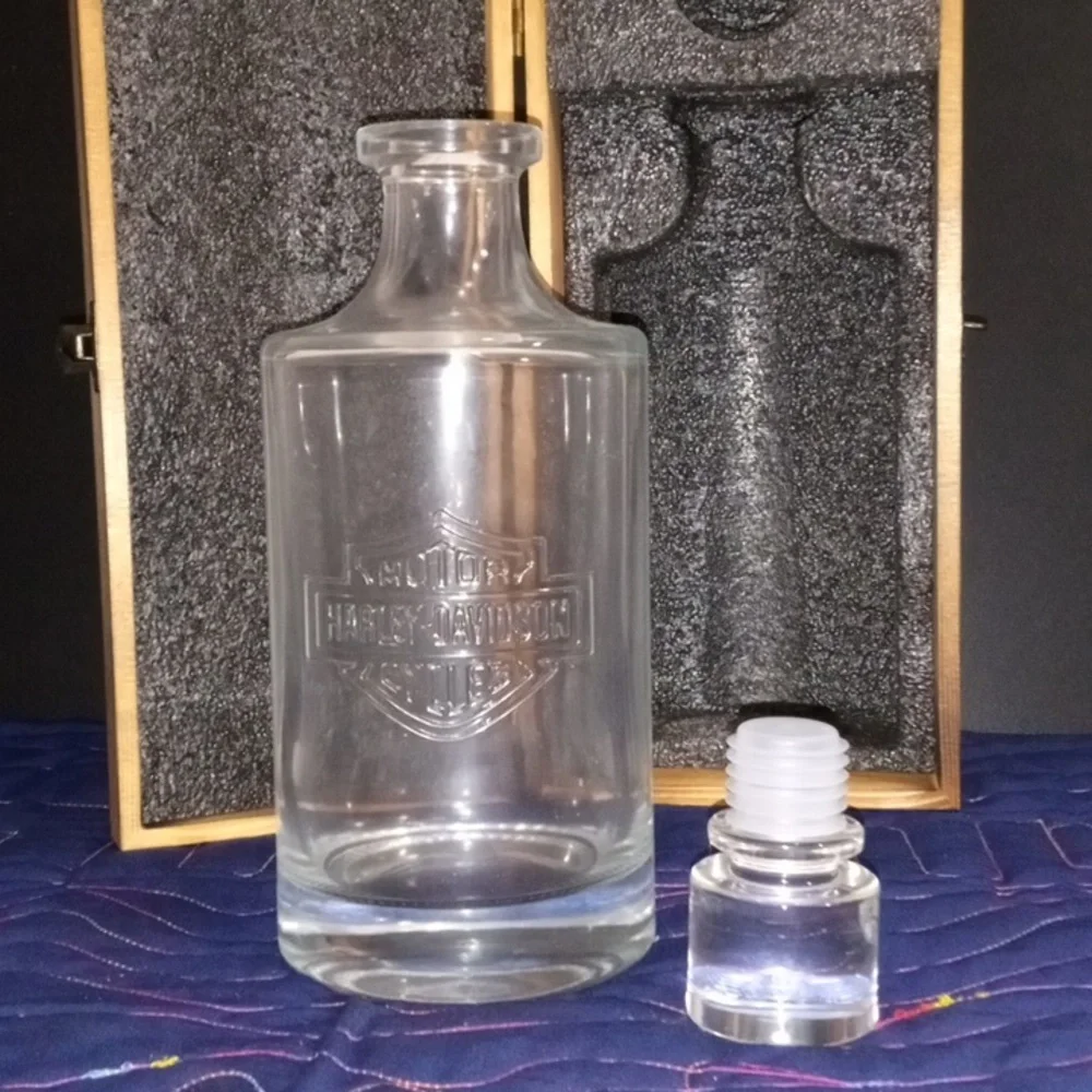 Harley-Davidson Heavy Glass Round Decanter - NIB